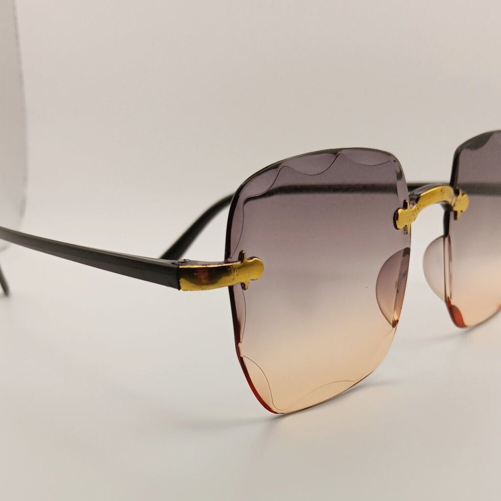 Gradient Sunset Black-to-Amber Sunglasses with Diamond Cut Lens